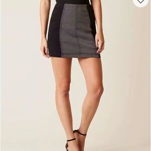 Free People Color Block Denim Mini Skirt Gray Size 10